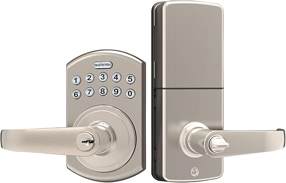 Signstek Keyless Entry Door Lock, Door Knob with Keypad, Smart Code Door Lock, Mute Mode, Passage Function, Easy to Install, Sliver