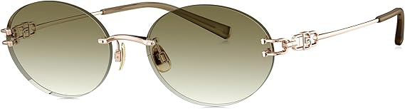 BOLON Women Titanium Rimless Oval Universal Fit UV400 Sunglasses BX7008