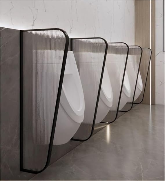 Urinal Partition 3 Pack, Glass Partition Wall, Men's Urinal Privacy Partition Screen, Wall Mounted Translucent Toilet Partition(Black)