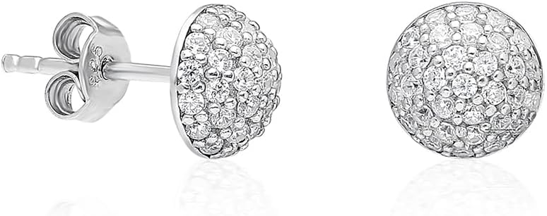 NEREZE 925 Carat Tiny Stone Ball Earrings Women's Silver Earrings