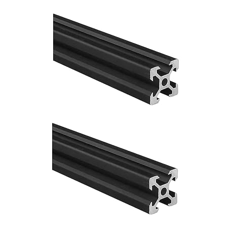 2020 Aluminum Extrusion V Slot 100mm Long Black 2 Pack, Extruded Aluminum Profile V Slot 20 Series European Standard Anodized Linear Rail 20 x 20 3.94" 2Pcs