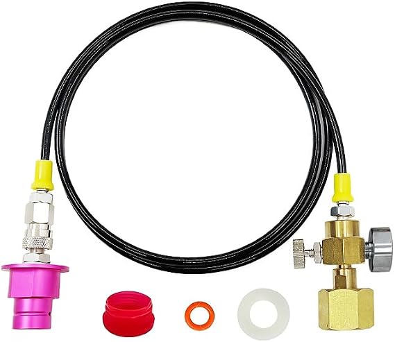 Soda Maker Co2 Adapter Hose for Direct Connection to 5lb or 10lb Co2 Tanks, Soda Machine Co2 Quick Adapter, Compatible with Duo/Art/Terra/Gaia/AQUA FIZZ Pink Cylinder (60 inch)