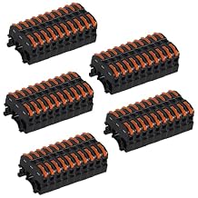 50PCS DIN Rail Terminal Blocks Kit, Universal Compact Lever Wire Connector for Electrical Wires, Detachable Ground Circuit Terminal Blocks for Circuit Inline 28-12 AWG