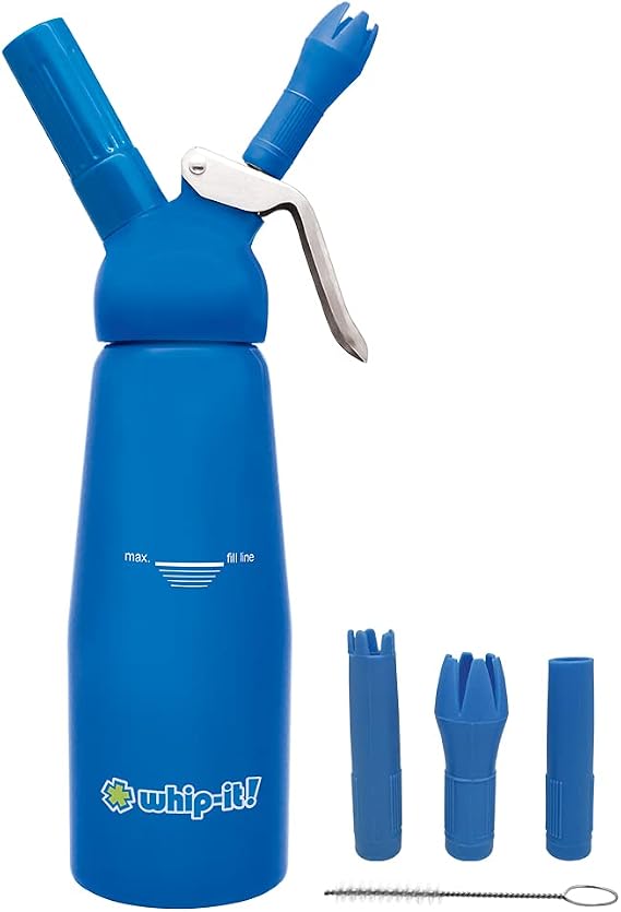 Whip-It! 1/2L Armor Dispenser - All Aluminum-for Desserts, Coffee & BakingDurable, Easy to Use & Clean - Blue