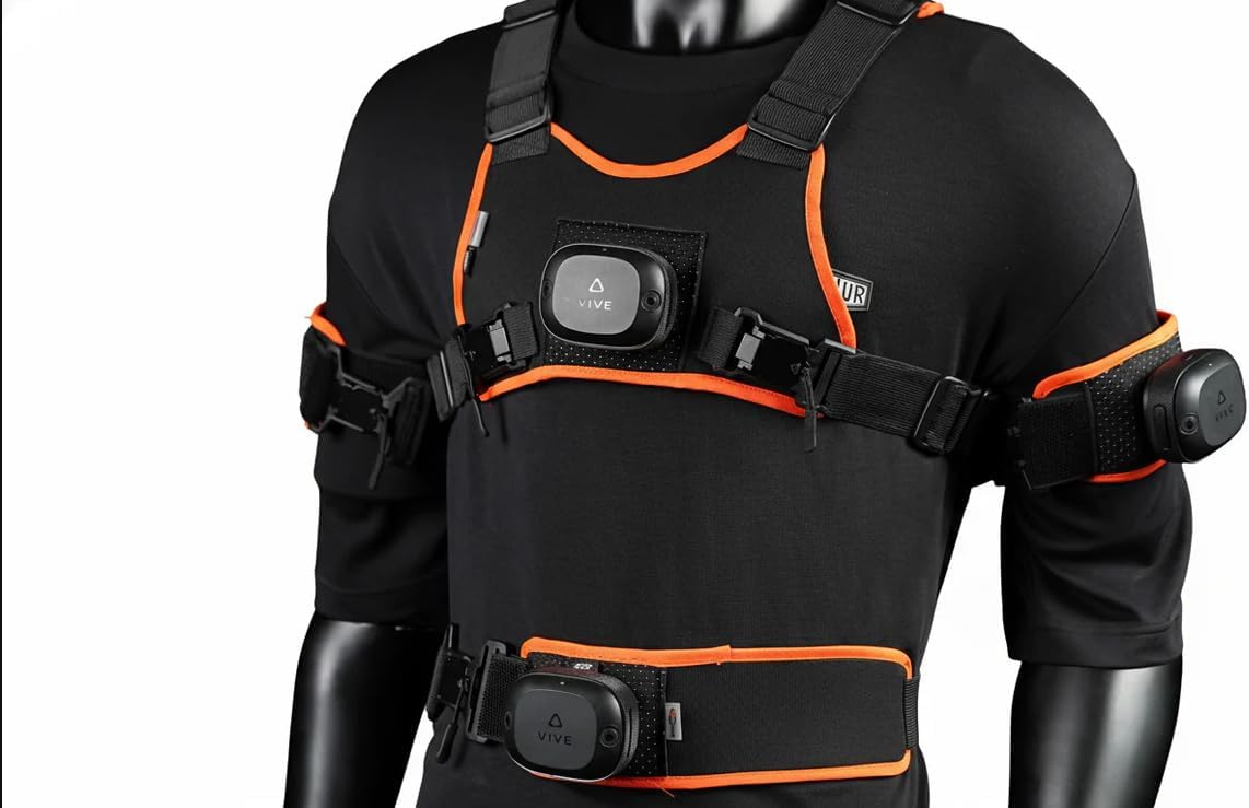 FULL SIZE VR TRACKER STRAP SETScrew tracker with magnetic buckle and charging pocket with chest, hip, arm, leg, leg and leg straps