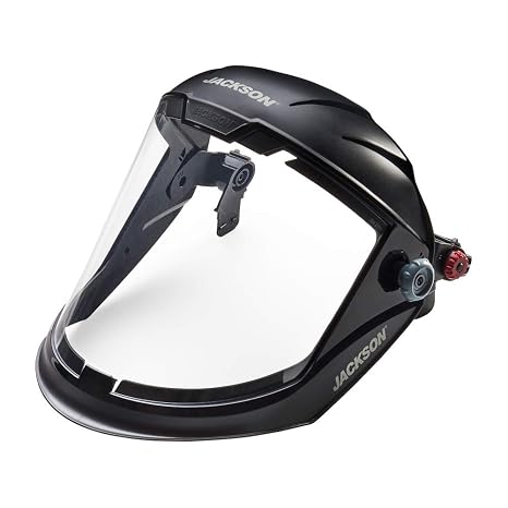 Jackson Safety Lightweight MAXVIEW Premium Face Shield with HHIS Universal Adapter to Mount on Slotted Hard Hats (Sold Separately), ANSI Z87.1, Anti Fog Coating - Clear Tint