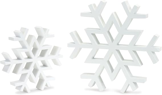 Melrose 84308 Snowflake Figurine, Set of 2, Wood