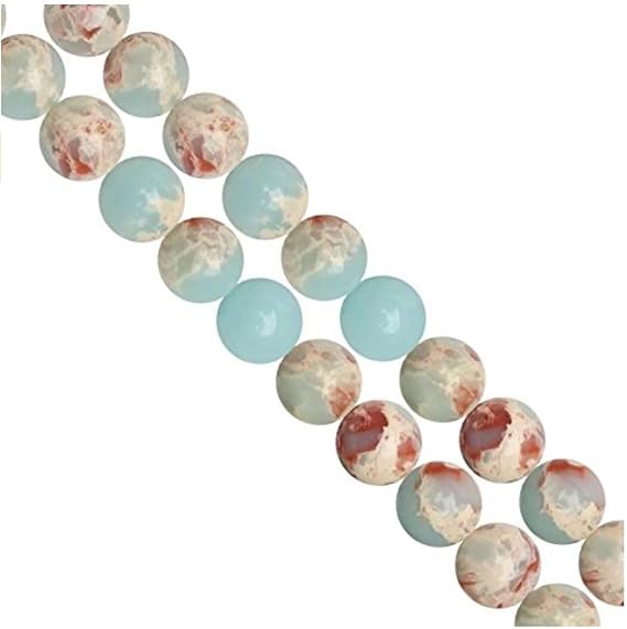 45pcs Adabele Natural Aquamarine Blue Impression Aqua Terra Jasper Gemstone 8mm Round Beads