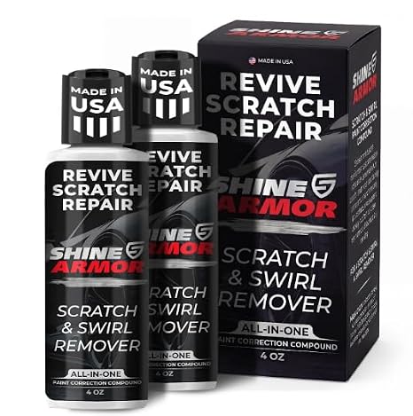 SHINE ARMOR Car Scratch Remover 4oz (2 Pack) - Advanced Car Paint Scratch Repair & Restorer, Revives Faded Paint, Scratch Remover for Vehicles, Corrects Surface Marks & Leaves Streak-Free Gloss