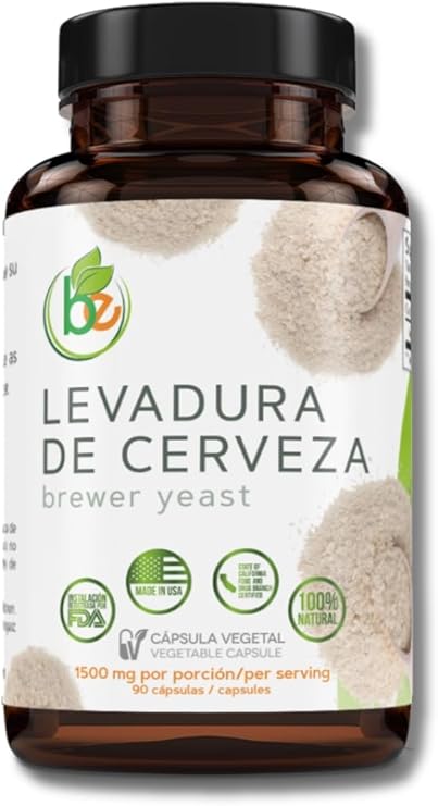Levadura De Cerveza (Brewers Yeast Capsules) 1500 mg Per Serving, 90 Veggie Caps 100% Natural, Made in USA Nutrient-Rich Superfood for Digestive & Immune Support | Dietary Supplement