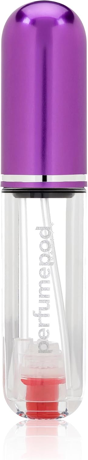 Travalo Perfume Pod Ice Travel Perfume Atomizer - High Definition Mini Pump Sprayer - Portable Refillable Perfume Bottle - Travel TSA Approved - Easy Fill - Leak Proof - Purple - 0.6oz