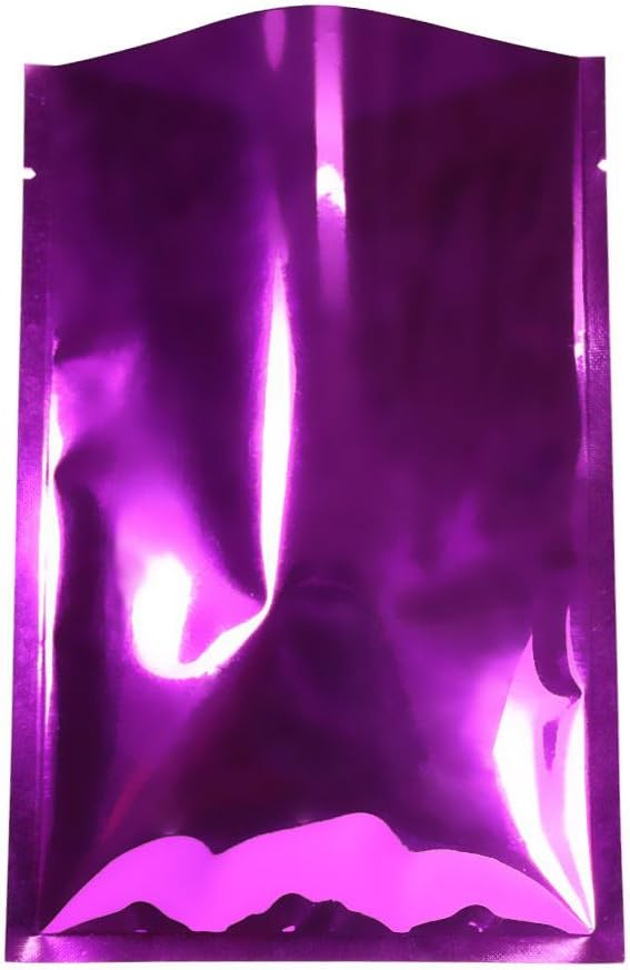 QQ Studio 100 Heat Sealable Mylar Foil Bag Pouch for Sampling Packaging Food Storage Food Safe (SM ~2.3"x3.4", Glossy Purple)