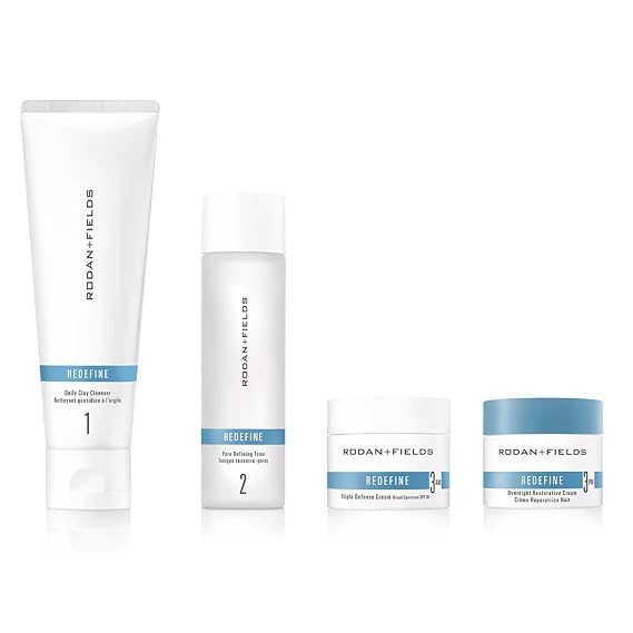 Rodan + Fields Redefine Regimen | Skincare Kit Includes Clay Cleanser, Toner, Triple Defense Cream, Overnight Cream | Skin Care Gift Set for Women