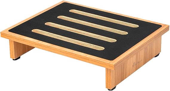 StrongTek Single Step Stool Wood with Rubber Tread Surface Natural