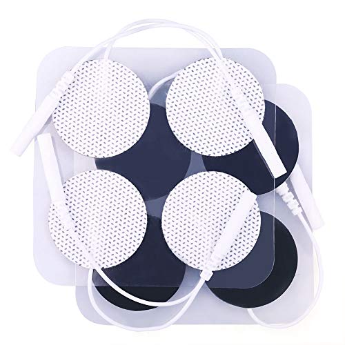 LotFancy TENS Unit Electrode Pads, 40PCS Round Electrodes Pads, 1.25 Reusable TENS Pads for EMS Muscle Stimulator, with 2.0 mm Pigtail Connectors