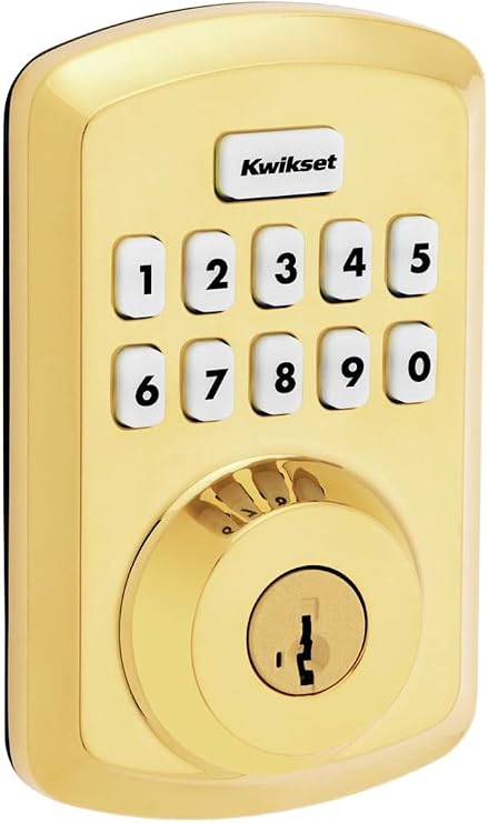 Kwikset 9250TRS-L03S Transitional Powerbolt 2 Electronic SmartCode Deadbolt SmartKey with RCAL Latch and RCS Strike Lifetime Brass Finish