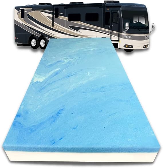 FoamRush 7-Inch Bunk (28" x 75") Cooling Gel Memory Foam RV Mattress Replacement, Medium Firm, Comfort, Pressure Relief Support, Made in USA, Travel Camper Trailer Truck, Cover Not Included