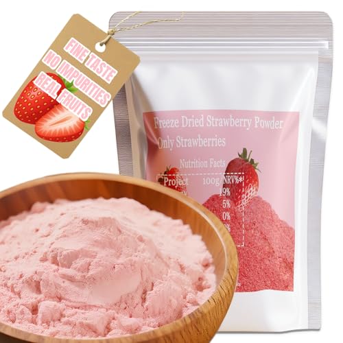 Premium Freeze Dried Strawberry Powder 7.05oz200g,Natural Strawberry Fruit Powder,Clump-Free,No Added Sugar,No Additives,Strawberries Source for Baking,Drinks,Smoothie Mix,Shakes & Desserts - Vegan