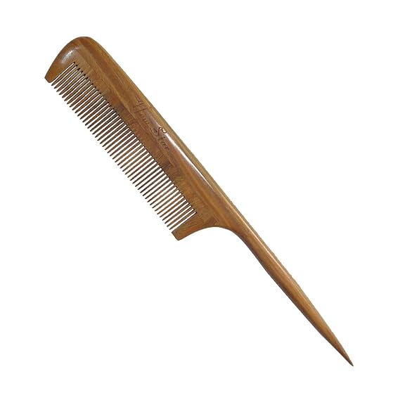 Fine Tooth Comb,New Star Anti-Static Green Sandalwood Rat Tail Comb with Thin and Long Handle