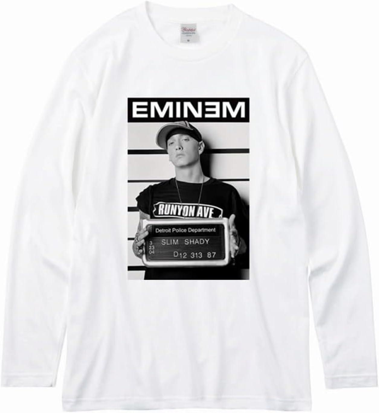 Eminem Mens Long Sleeve Shirt, Hip-hop, Long Sleeves, Stylish, Logo Included, Inner Shirt, 100% Cotton, Solid Color, Top, Loungewear