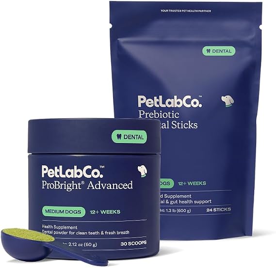 PetLab Co. - Clean Teeth Bundle: Dental Powder for an Effortless Deep Clean in 1 Scoop for Medium Dogs & Dental Chew for Delicious Dog Dental Care - Easy to Use - Innovative Formulas