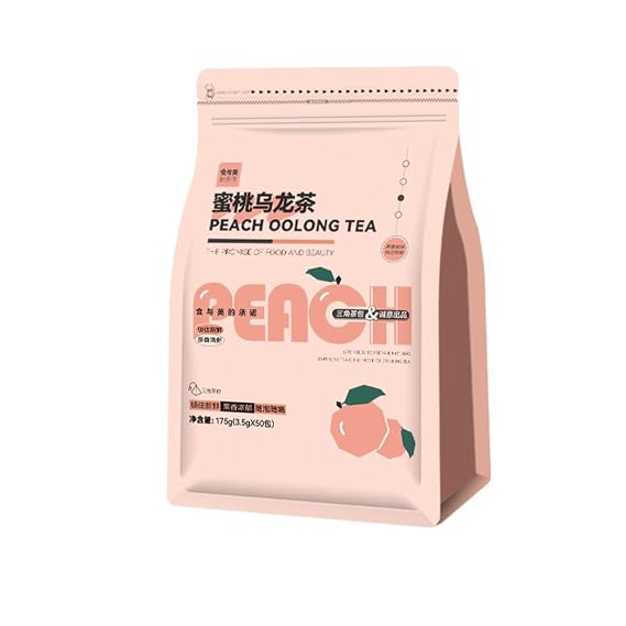 Peach Oolong Tea 50 Tea Bags | Tropical Fruit Infused Oolong Tea | Natural Juicy Peach Flavor with Floral Aroma | Smooth Caffeine Energy Tea for Wellness & Iced Tea