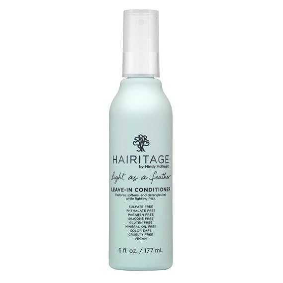 Hairitage Detangling Leave-in Conditioner Spray - Leave In Hair Treatment for Dry Damaged + Curly, Fine, Wavy, Frizzy Hair - Lightweight Formula - Sulfate Free - Cherry + Amber Scent, 6 Fl oz