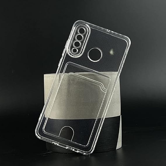 Huawei P30 Lite İle Uyumlu Yüksek Kalite Özel Kartlıklı Şeffaf Telefon Kılıfı – Arka Cepli Cüzdanlı Silikon Koruyucu Kapak, Darbe Emici Esnek TPU, Günlük Kullanıma Uygun SZR03