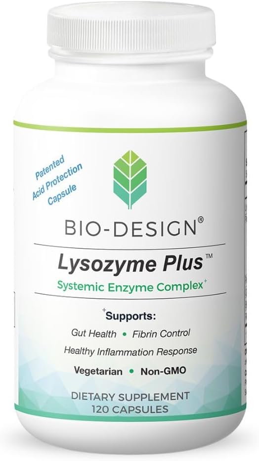 Lysozyme Plus Systemic Enzyme Complex - Broad Spectrum & Highly Active Vegetarian Enzymes - Supports Gut Health, Fibrin & Inflammation Control - 120 Capsules