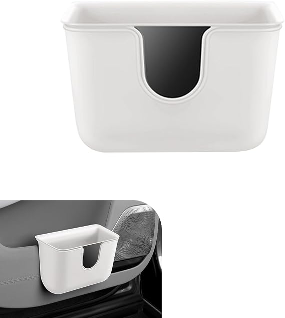 Car Trash Can, Multifunctional Double-Layer Seat Back Hanging Mini Trash Bin, Leak-Proof Waterproof Small Garbage Can for Cars, Universal Car Organizers and Storage Accessories (White)