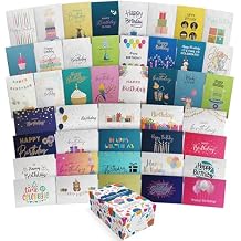 Dessie 120 Unique Happy Birthday Card Assortment 4x6 - Bulk Birthday Cards with Envelopes, Message Inside, Box & Gold Seals Assorted Birthday Cards Multipack for Employees Men Women