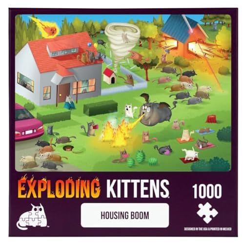 Housing Boom Jigsaw Puzzle by Exploding Kittens - 1000 Pieces Jigsaw Puzzle for Adults, Teens, and Kids - Cat Puzzle, Funny Puzzle, Art Puzzle
