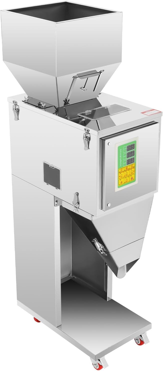 Particle Filling Machine, 10~999g0.02-2.2Lbs Automatic Bottle Bag Packing Filling Machine, 110V Adjustable Filling Range Filling Machine with Foot Pedal for Grains Seeds Tea Coffee Beans