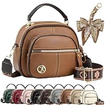 GDSAFS Womens Crossbody Bags, Multifunctional Compartments Adjustable Wide Shoulder Strap Leather Crossbody Bag