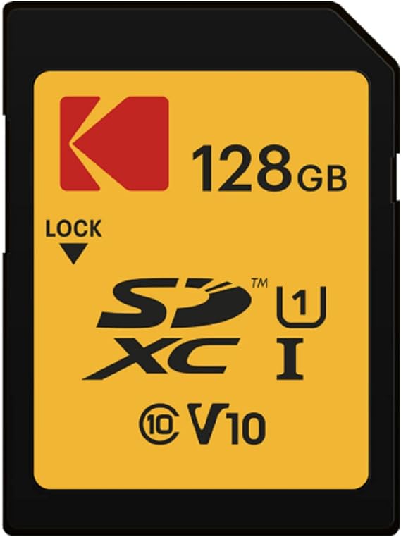 Kodak SDXC Card 128GB UHS-I U1 V10 Premium, up to 85MB/s Read Speed, for Full HD Video and High-Resolution Pictures, Compatible with SDXC Standard - EKMSD128GXC10K | Up to 85MB/s read, UHS-I, V10, U1, Full HD video