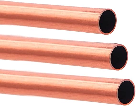 Eoiips Copper Round Tube 1OD x 29/32ID (23-25mm) Straight Copper Round Metal Pipe Tubing, 6" Length, 3pcs