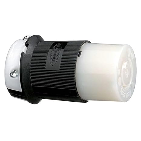 Hubbell HBL2313 Locking Connector, 20 amp, 125V, L5-20R, Black and White (HUBHBL2313)