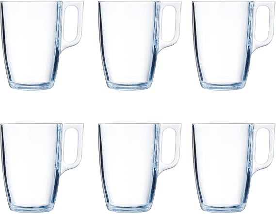 Luminarc Set of 6 Glass Microwave Coffee Mugs 40cl