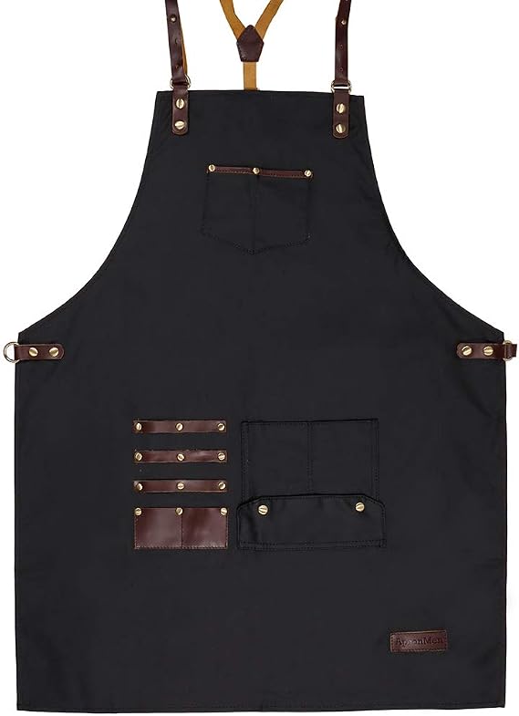 Leather and Canvas Adjustable Work Apron for Men