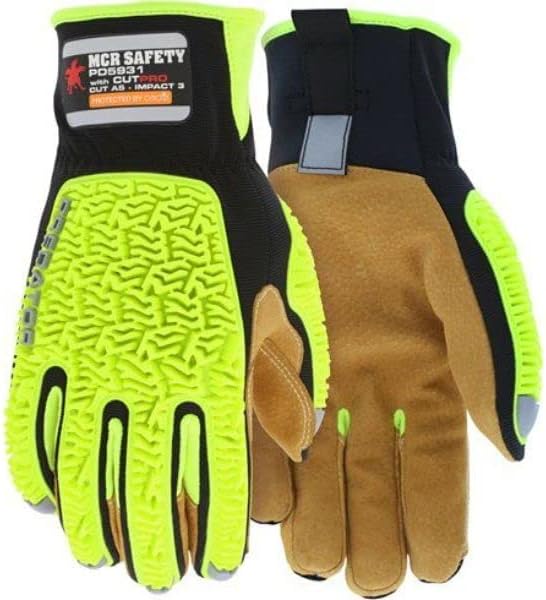 MCR Safety Predator Impact Mechanics Sasquatch Leather Palm Work Gloves, Medium, PD5931M