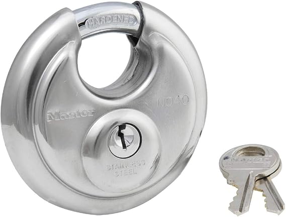 Master Lock Padlock, Stainless Steel Discus Lock, 2-3/4 in. Wide, 40DPF, Silver