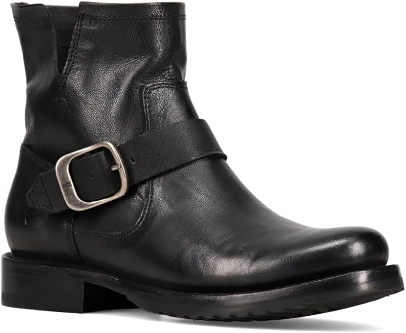 Frye 5 34 Veronica Booties for Women - Full-Grain Brush-Off Leather with Antique Metal Hardware and Rubber Outsole, Genuine Stitch Welt Construction