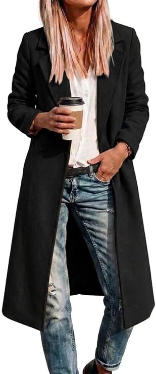 IDEALSANXUN Long Wool Coats for Women Fall Winter Coats Wool Jacket Peacoat