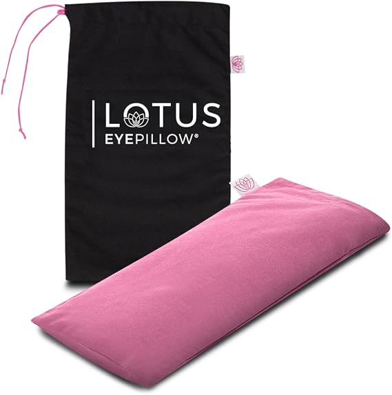 Lotus Weighted Lavender Eye Pillow Pink Eye Mask for Sleep & Meditation Aromatherapy Yoga Pillow with Flaxseed Hot or Cold Compress for Headache & Eye Relief