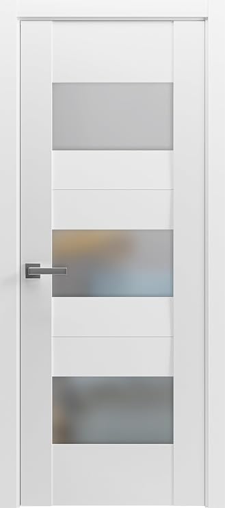 VDOMDOORS Solid French Door Opaque Glass 18x80 inches/Sete 6003 White Silk/Single Regular Panel Frame Handle/Bathroom Bedroom Modern Doors