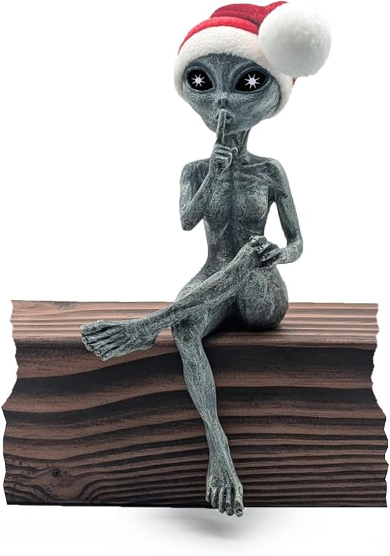 John Bernard & Company Delphie on The Shelphie Alien Christmas Elf Doll 10 Shelf Sitter Christmas Decoration (Grey)