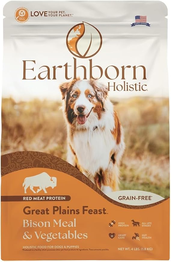 Earthborn Holistic Great Plains Feast with Bison Grain-Free Natural Dry Dog Food, 25 lb