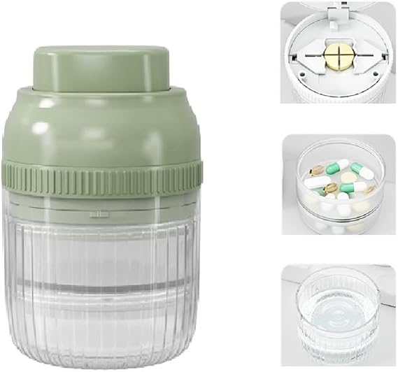 Pill Cutter, Tablet Cutter with Blade, Precision Pill Cutter for Small Pills Large Pills Cut in Half Quarter (Round Green)