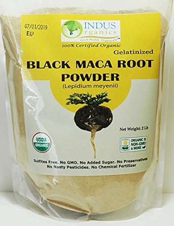 Black Maca Powder, 2 Lb Bag, Gelatanized, Freshly Harvested,Pre-Washed, Premium Quality, Non-GMO, LOT#22030584