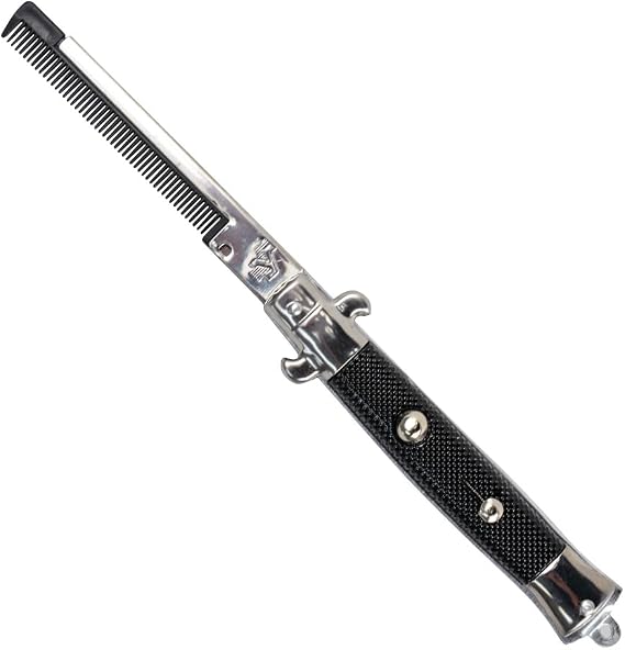 Rhode Island Novelty 9 Inch Stainless Steel Switch-Blade Folding Pocket Comb, One Piece